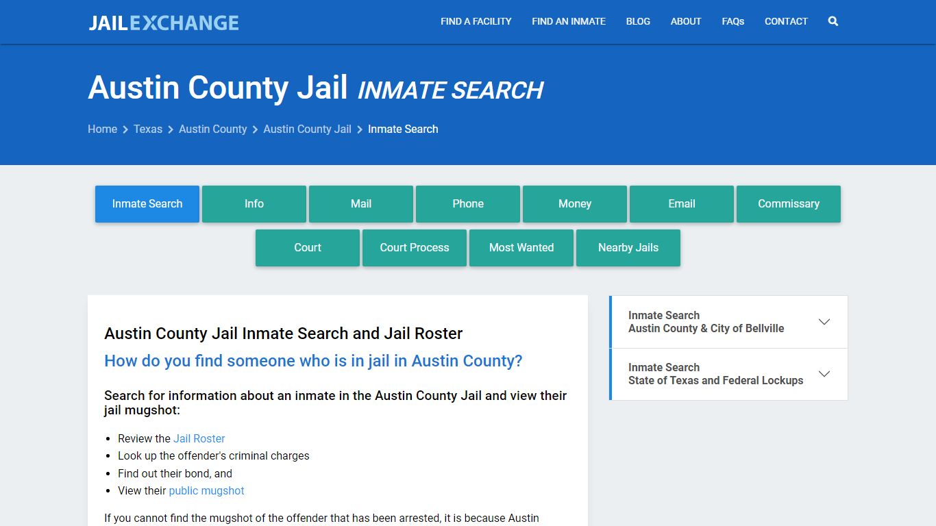 Inmate Search: Roster & Mugshots - Austin County Jail, TX - Jail Exchange